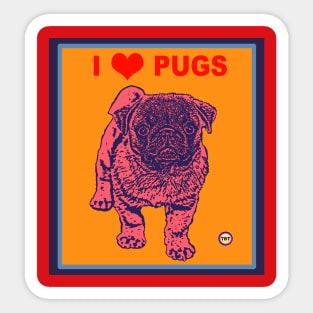 I Love Pugs Sticker